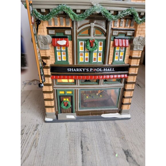 Dept 56 55614 Sharky's pool hall tournament RARE snow village accessory - Picture 2 of 10